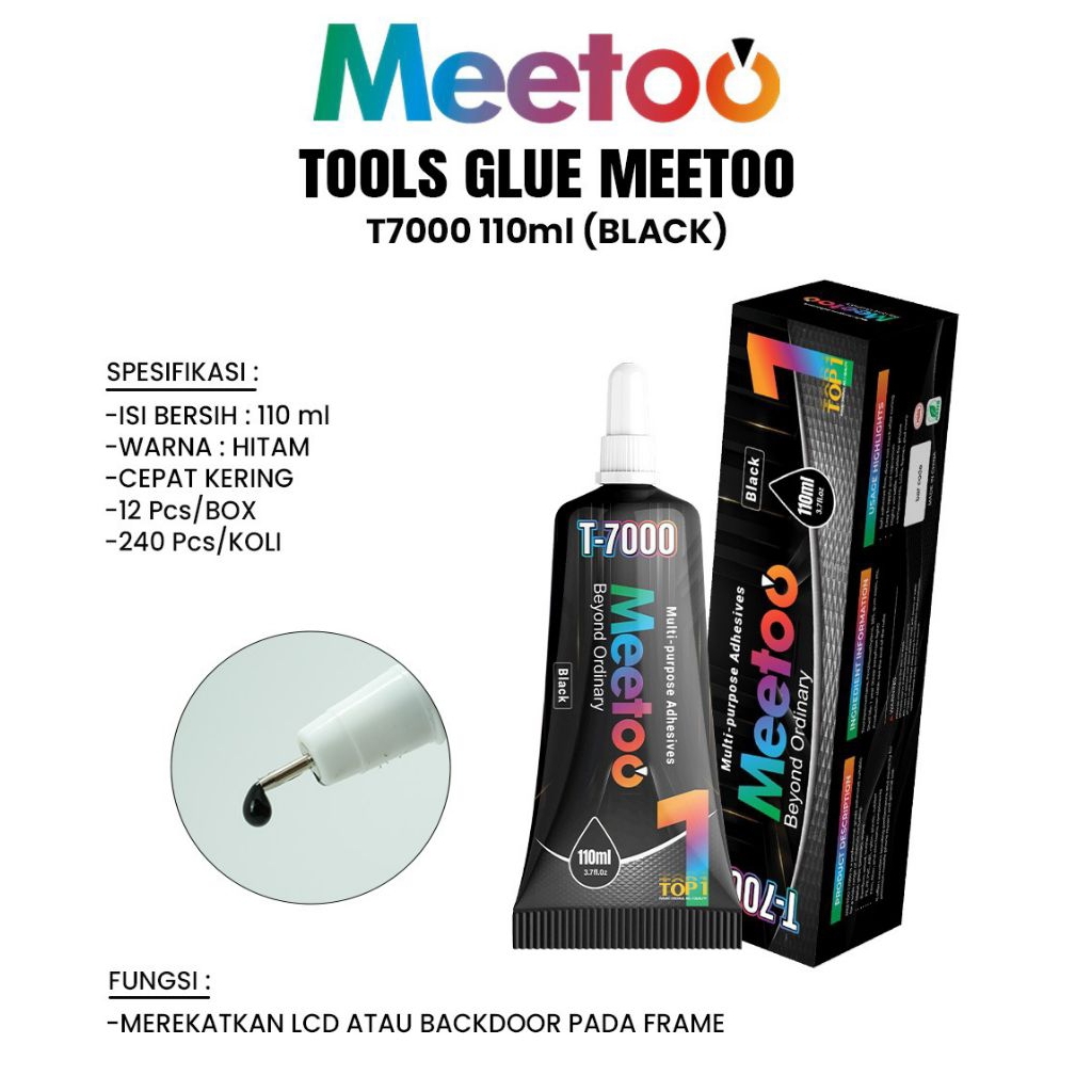 MEETOO T7000 LCD TOUCHSCREEN GLUE 110 ML BLACK MEETOO BLACK GLUE