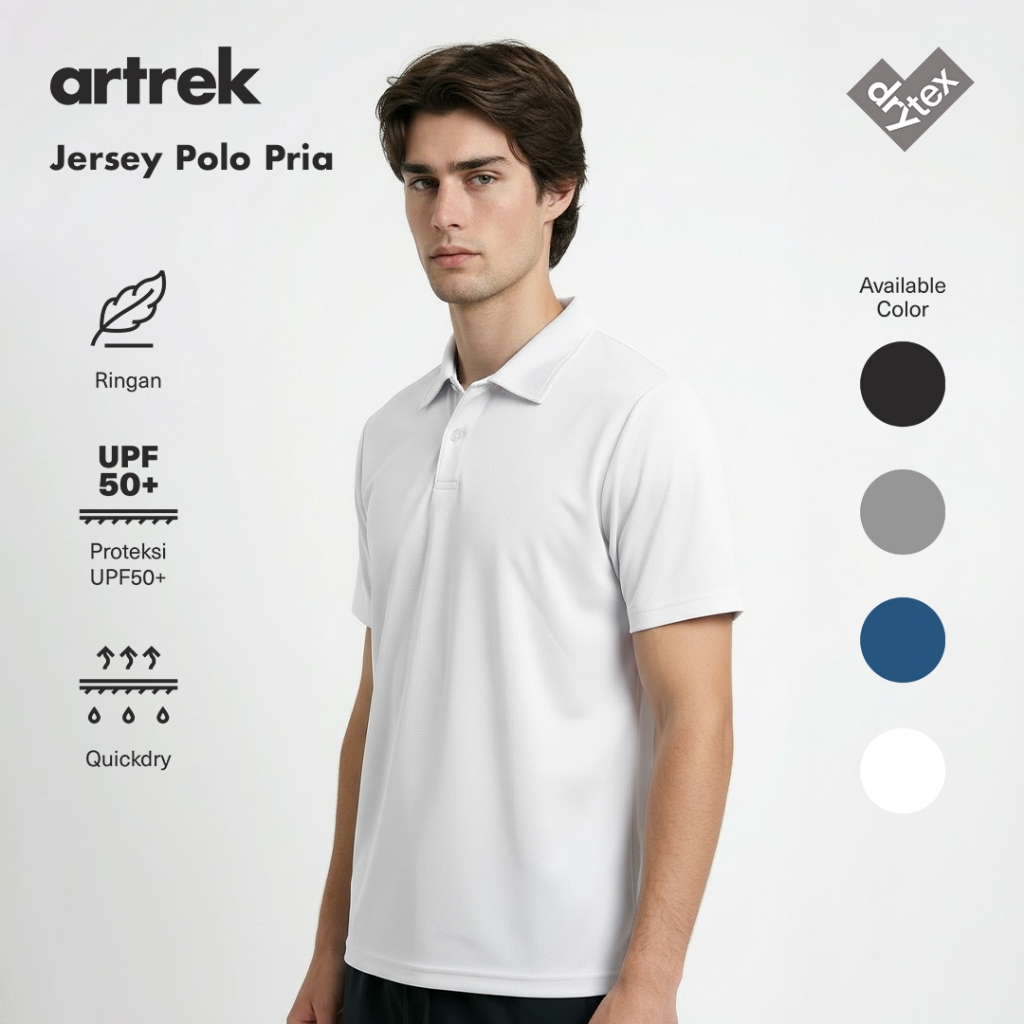 Artrek Mens Polo Jersey Tennis Padel Gym น้ําหนักเบาสบาย Quickdry UPF50