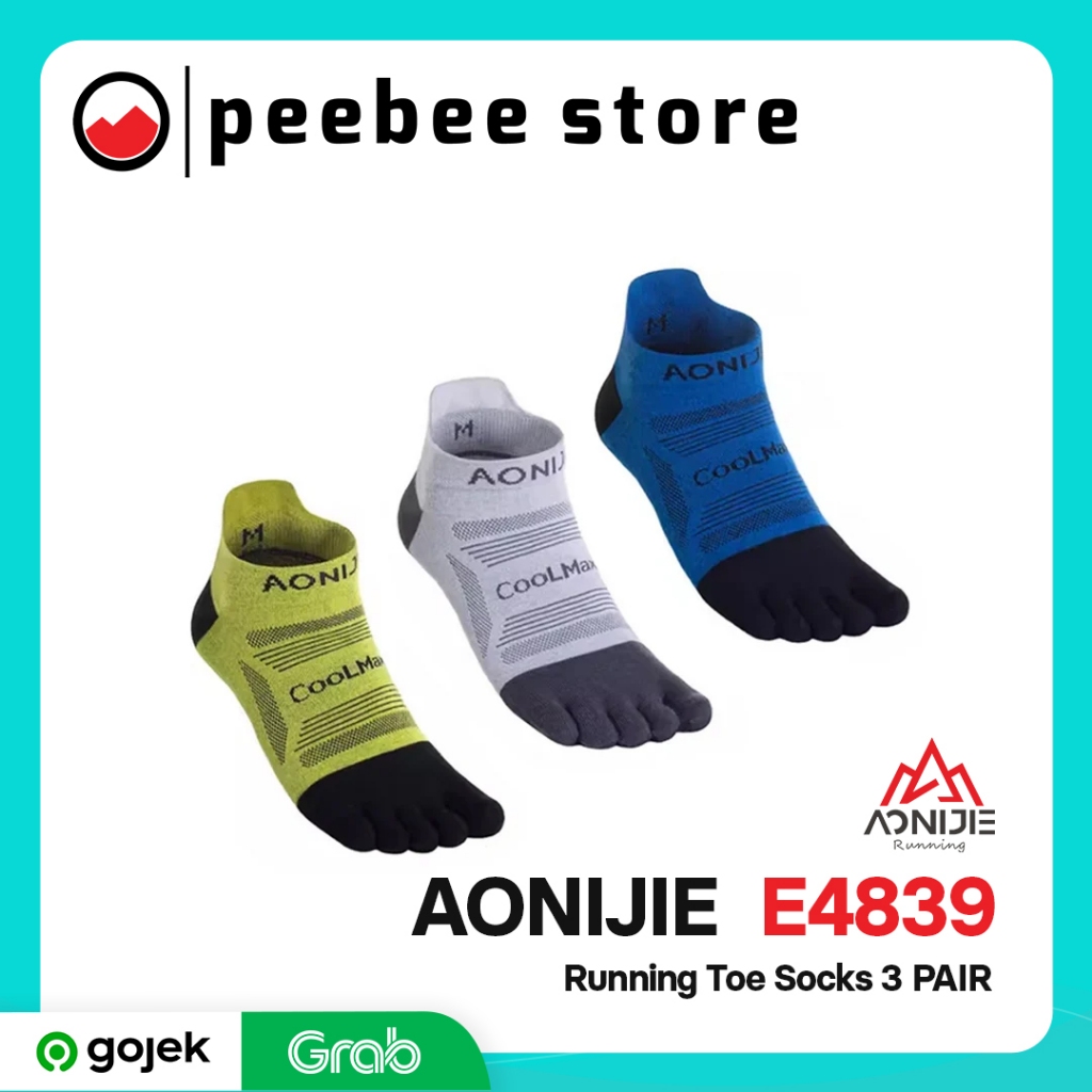 Aonijie E4839 ถุงเท้านิ้วเท้าวิ่ง 3 คู่ Coolmax - ถุงเท้านิ้วเท้าวิ่งสําหรับปั่นจักรยานสําหรับเล่นกี