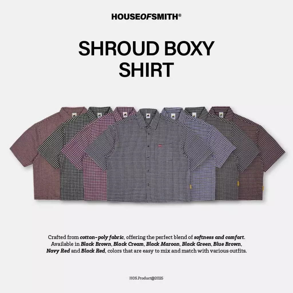 KEMEJA House of Smith PKU Mens Boxy Flannel Shirt - Shroud Boxy Shirt - Flannel Short Boxy