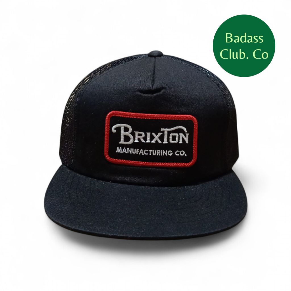 BRIXTON SNAPBACK TRUCKER CAP สีดํา | หมวกแพทช์โลโก้ BRIXTON