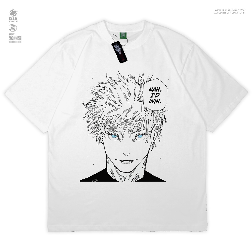 DJA Kaos Gojo Satoru Nah Id Win Meme Shitpost เสื้อยืดอะนิเมะมังงะเสื้อผ้า