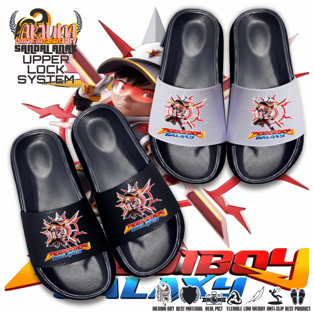 Boboiboy Supra Character Childrens Slop Sandals - รองเท้าแตะยางสําหรับเด็กนุ่มกันลื่น