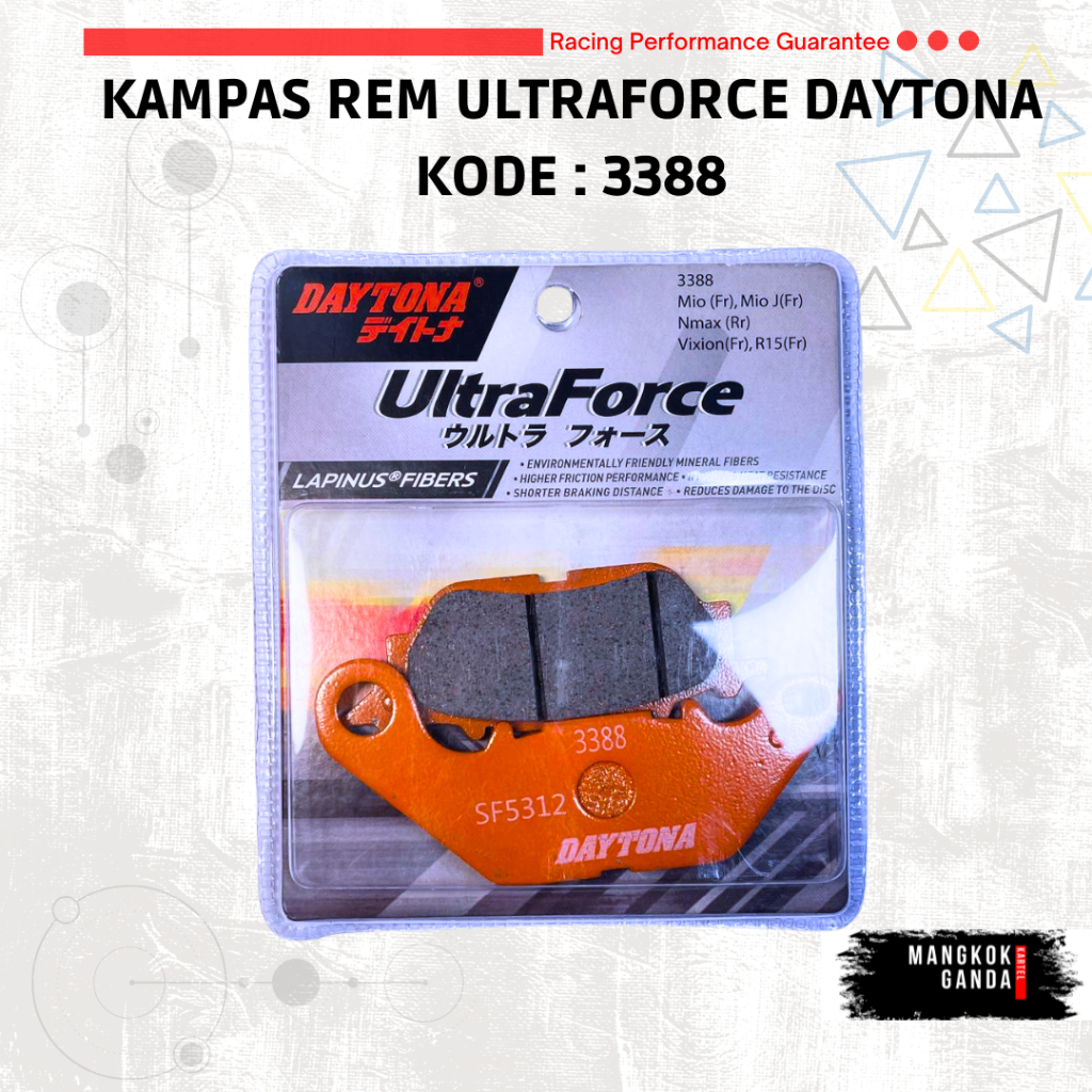 ผ้าเบรคหน้า Daytona 3388 Ultra Force Mio Sporty Mio J Mio Soul Vixion R15 V1 V2 V3 V4 NMAX