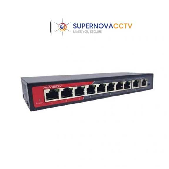 AEVISION SWITCH HUB POE 8 PORT + 2 UPLINK AE VISION