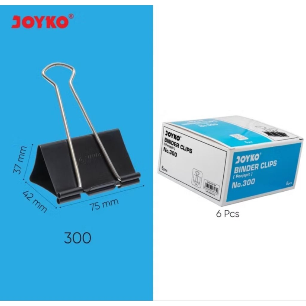 Binder Clip No.300 Joyko/Paper Clip/clamp/Joyko Binder Clip (1 กล่อง/6 ชิ้น)
