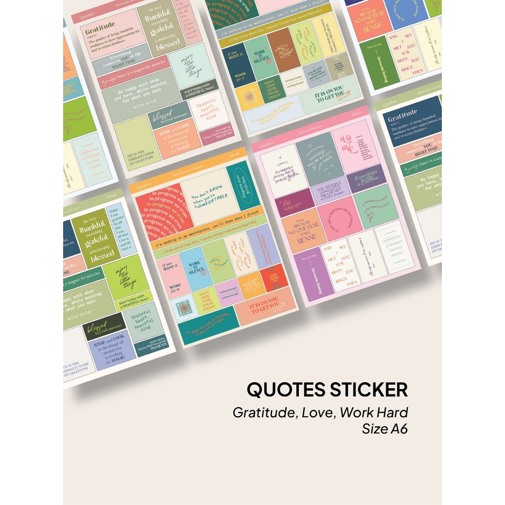 Teno Journaling Sticker / Quotes Sticker / Gratitude Love Work Hard Quotes