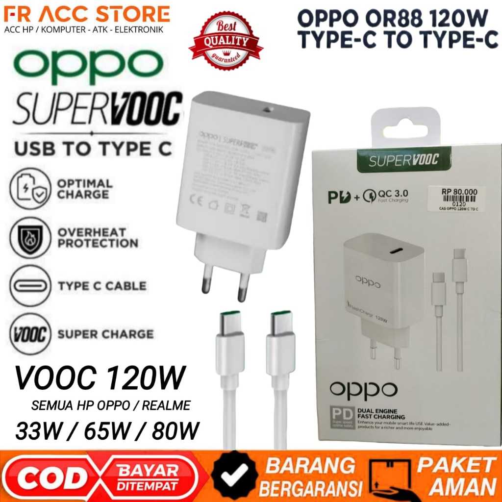OPPO VOOC 120W Super Vooc Charger Oppo Ori 120W TYPE C TO TYPE C CHARGER VOOC 33w / 65w / 80w / 120w