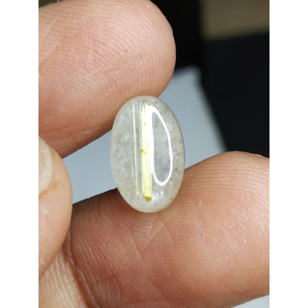 Natural Golden Rutilated Quartz Memo 12 x 8 x 5.5 มม. 4.8 Ct Gold Hair Amethyst Oval Cabochon NTD YG