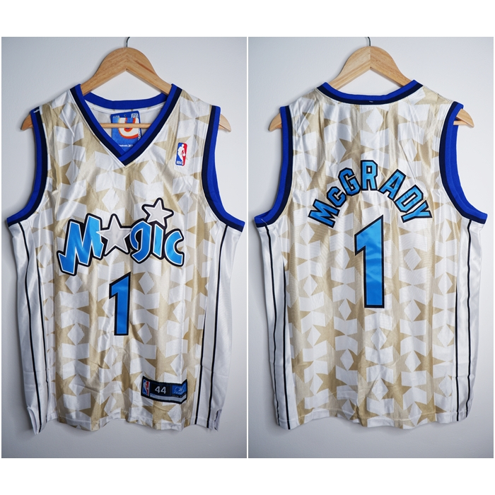 พรีเมี่ยมนําเข้า CLASSIC HWC MAGIC 1 TRACY MCGRADY WHITE STAR BASKETBALL JERSEY