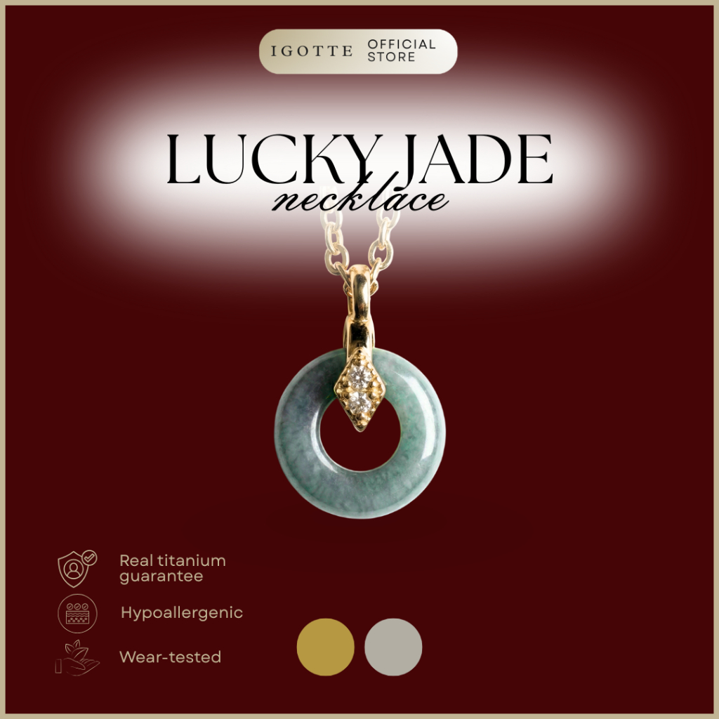 สร้อยคอหยกนําโชค - สร้อยคอหยกชุบทอง 18k - ไทเทเนียม - ตรุษจีน CNY อุปกรณ์เสริม 2026