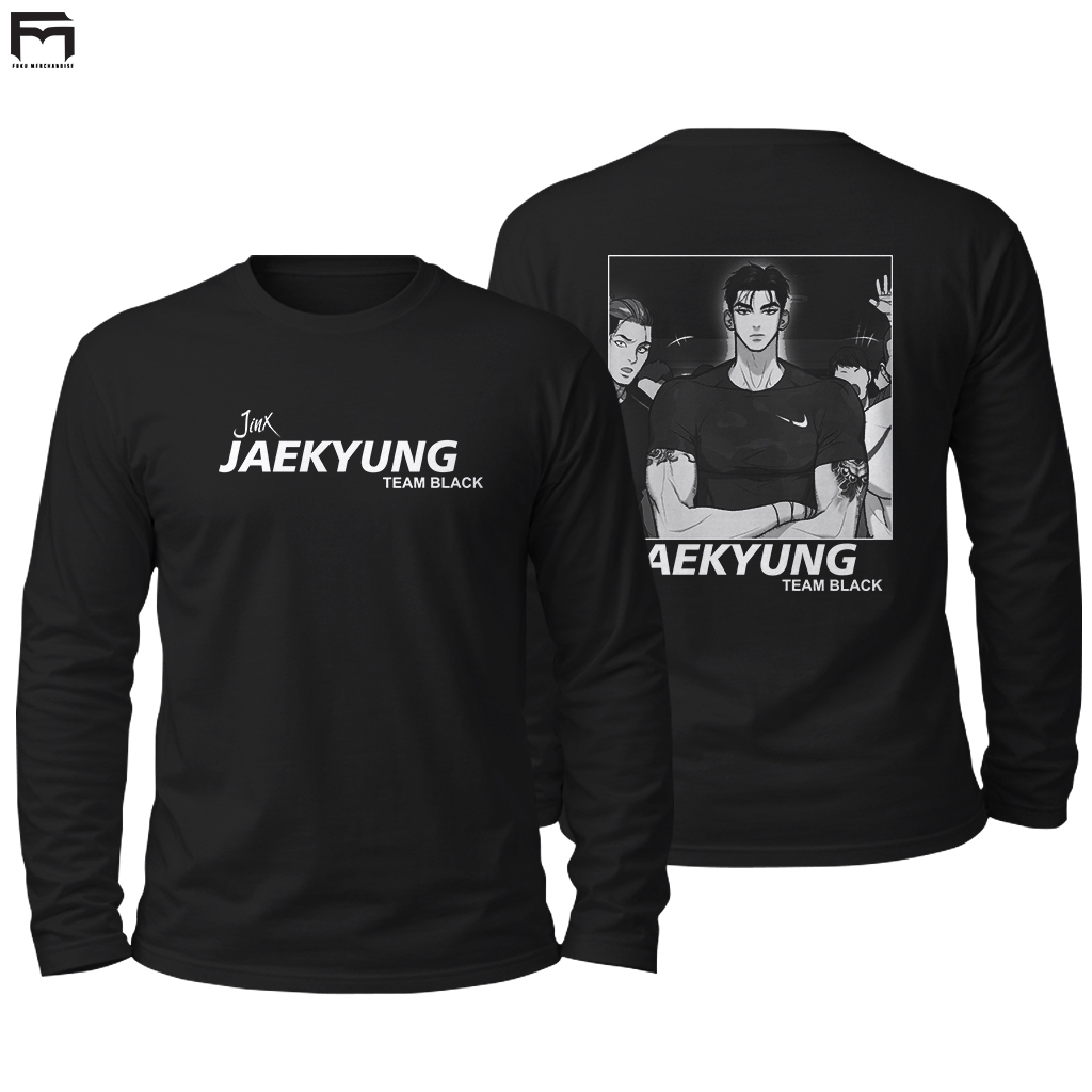 Manhwa Jinx BL TEAM BLACK Joo Jaekyung เสื้อยืดแขนยาวผู้ชายผ้าฝ้าย Combed 24s
