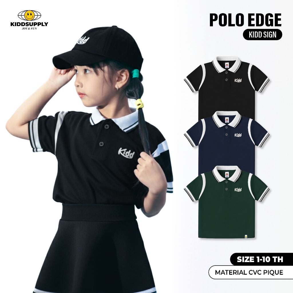 KiddSupply เสื้อโปโล Pique Edge KIDD Sign | เสื้อยืดเด็กคอปก | เสื้อโปโล Anax Unisex | KD-PSPQ-RGB-E