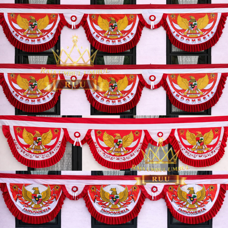 MERAH RED AND WHITE GARUDA BACKGROUND FLAG 10 WAVES 5 WAVES