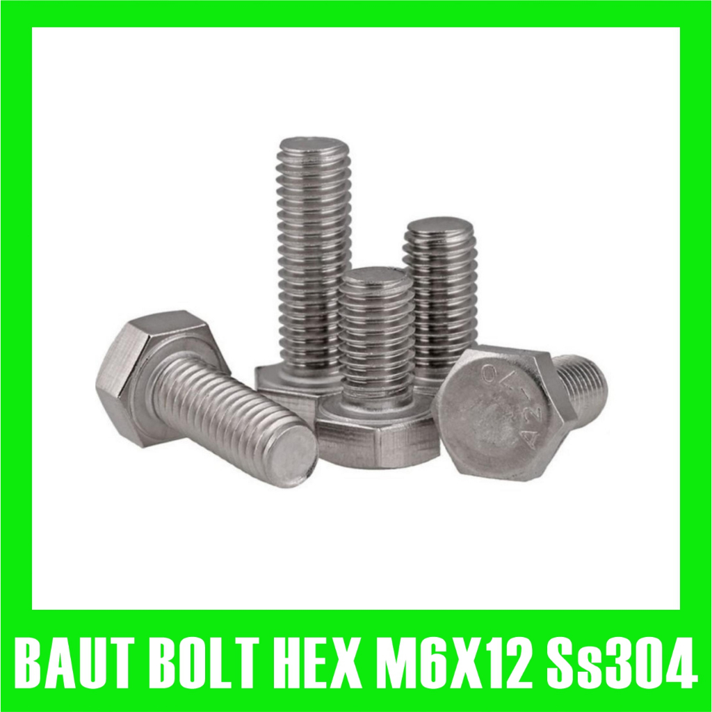 Hex Bolt m6x12 สแตนเลสสตีล Hex Bolt M6 x 12 มม. SS304 สลักเกลียวหกเหลี่ยม M6x12 SUS 304