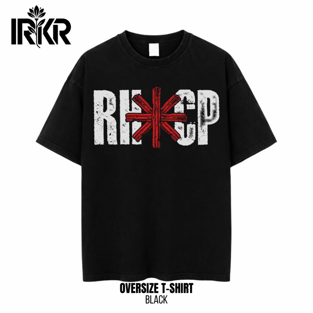 IRKR เสื้อยืดโอเวอร์ไซส์ Unisex สีดํา "RHCP" - Band IV