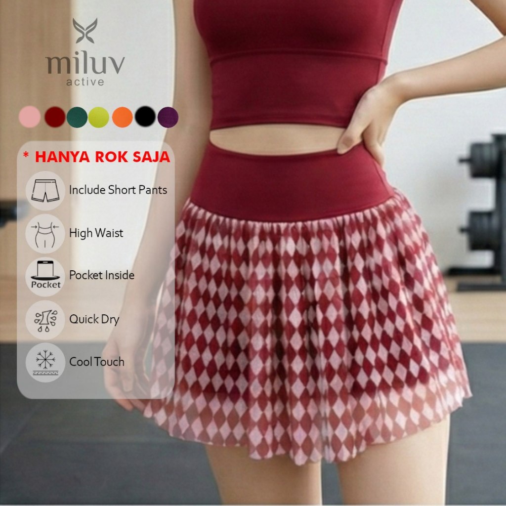 MILUV ACTIVE BEBY กระโปรงเทนนิสแพดเอลยิม กระโปรงยิมนาสติกแอโรบิค