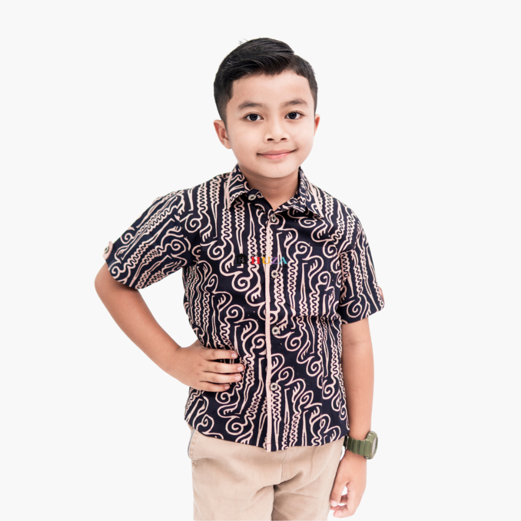 KAMEJA BATIK HUZA - เสื้อเชิ้ตแขนสั้นแขนสั้นของ CHILDRENS AXCEL HEM