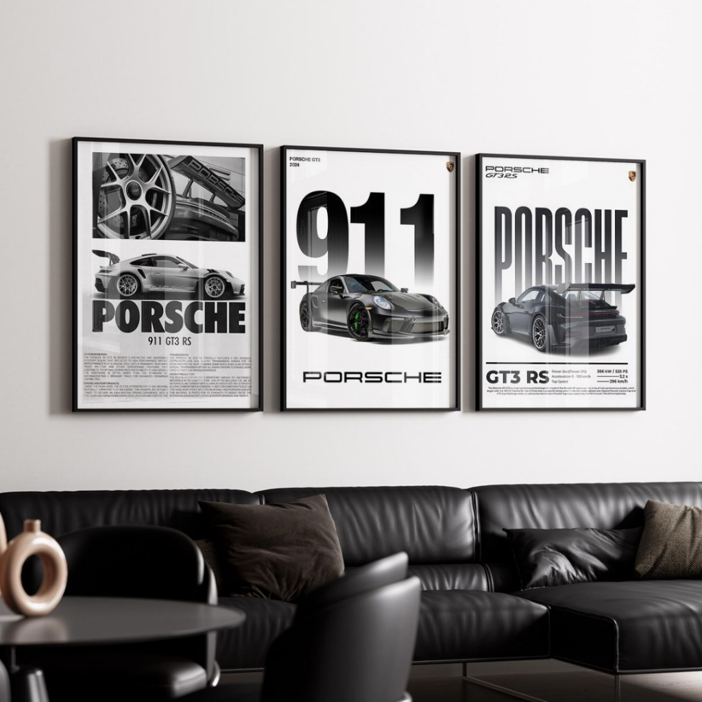 Porsche 911 GT3RS Aesthetic Car Wall Decorative Wall Display Room Decorative SportCar Hypercar Supercar Poster Frame