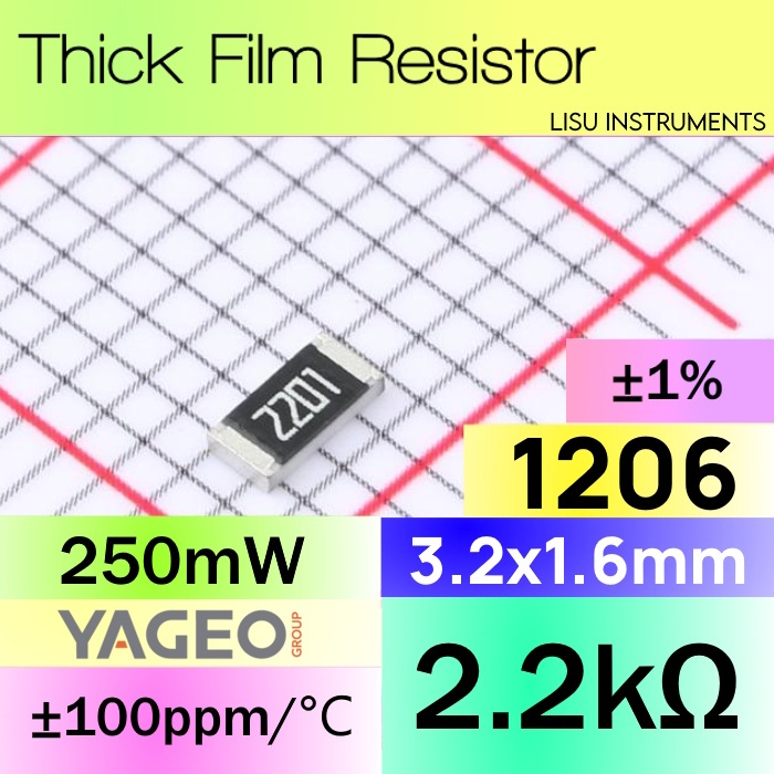 2.2k 1206 ±1% ตัวต้านทานหนา SMD 2.2k 2201 RC1206FR-072K2L YAGEO