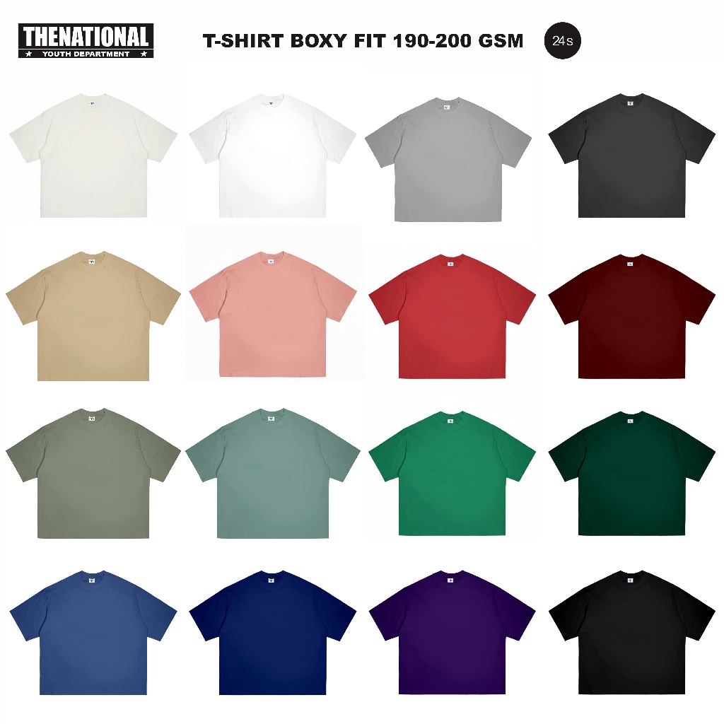 Thenive Boxy T-shirt Oversize Plain 17 สี - เสื้อยืด Boxy สําหรับผู้ชายและผู้หญิง 24s