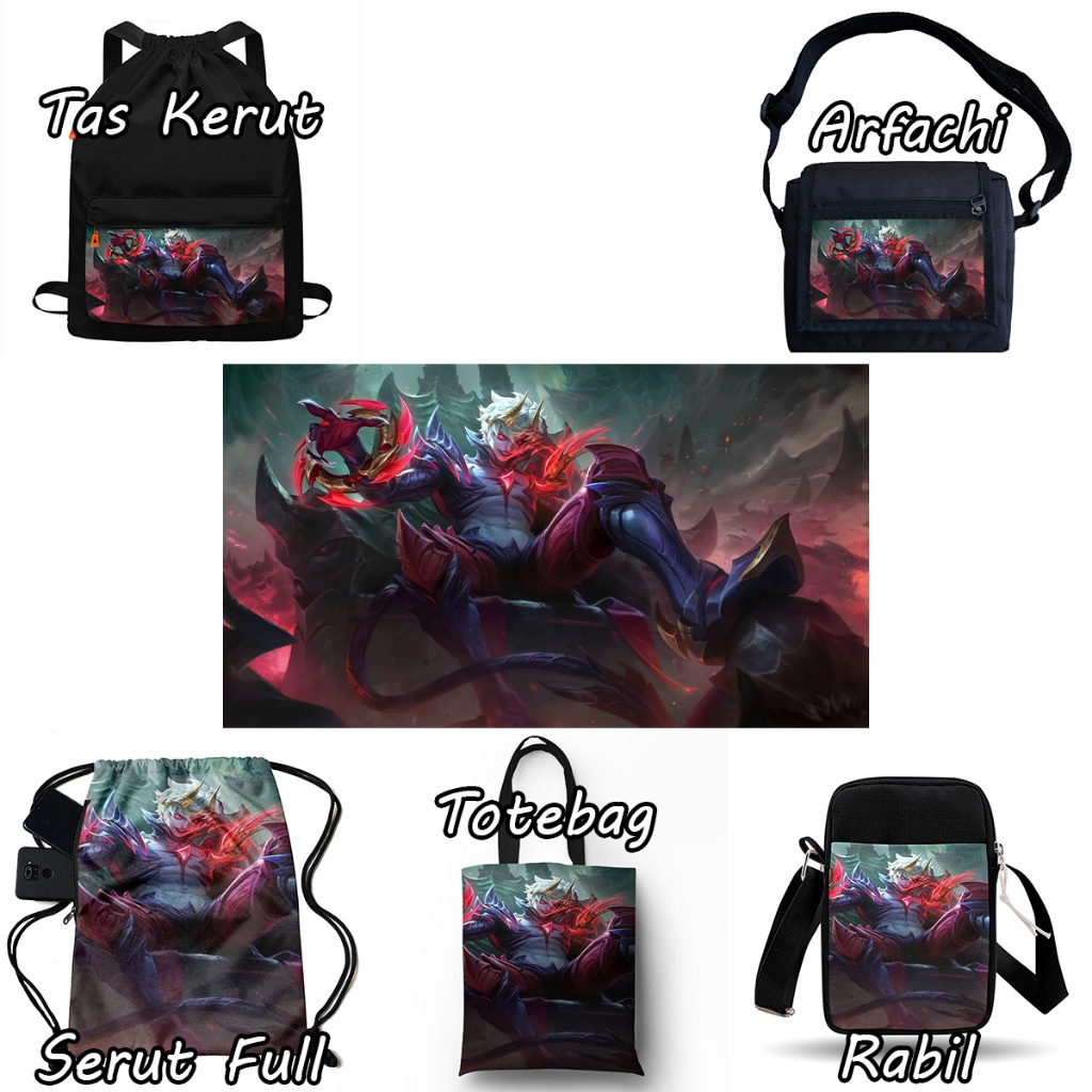 กระเป๋าเป้ผ้าแคนวาสหนาพร้อม Dyrroth Mobile Legends MLBB Motif กันน้ํา คุณภาพระดับพรีเมียม