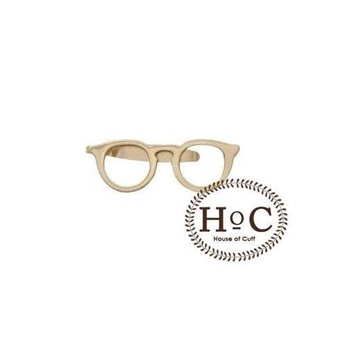 Houseofcuff TIE Clip GLASSES GOLD SLIM PIN TIE