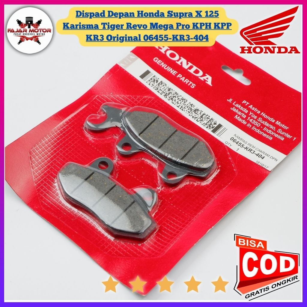 ดิสแพดหน้า Honda Supra X 125 Karisma Tiger Revo Mega Pro KPH KPP KR3 Original 06455-KR3-404