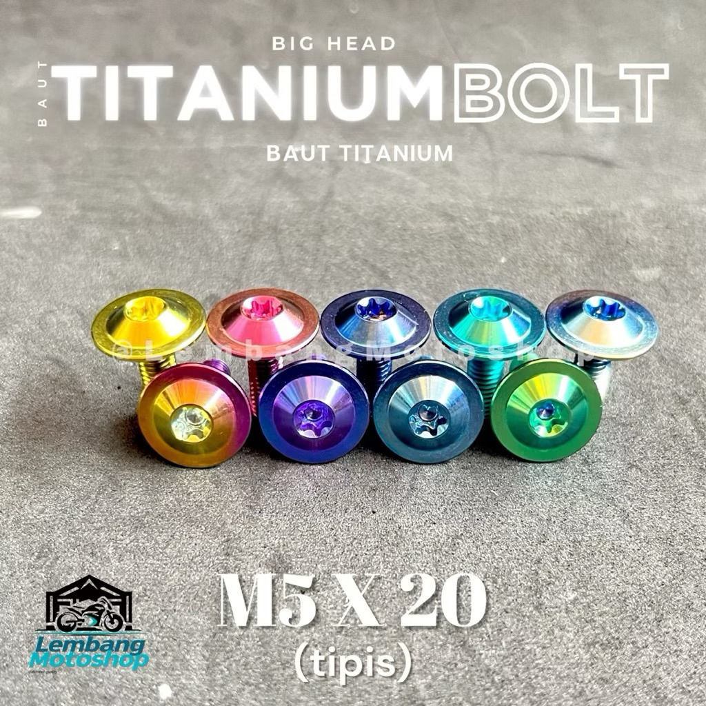 Titanium Big Head Bolt M5 x 20 Thin Head Original GR5 Titanium Bolts