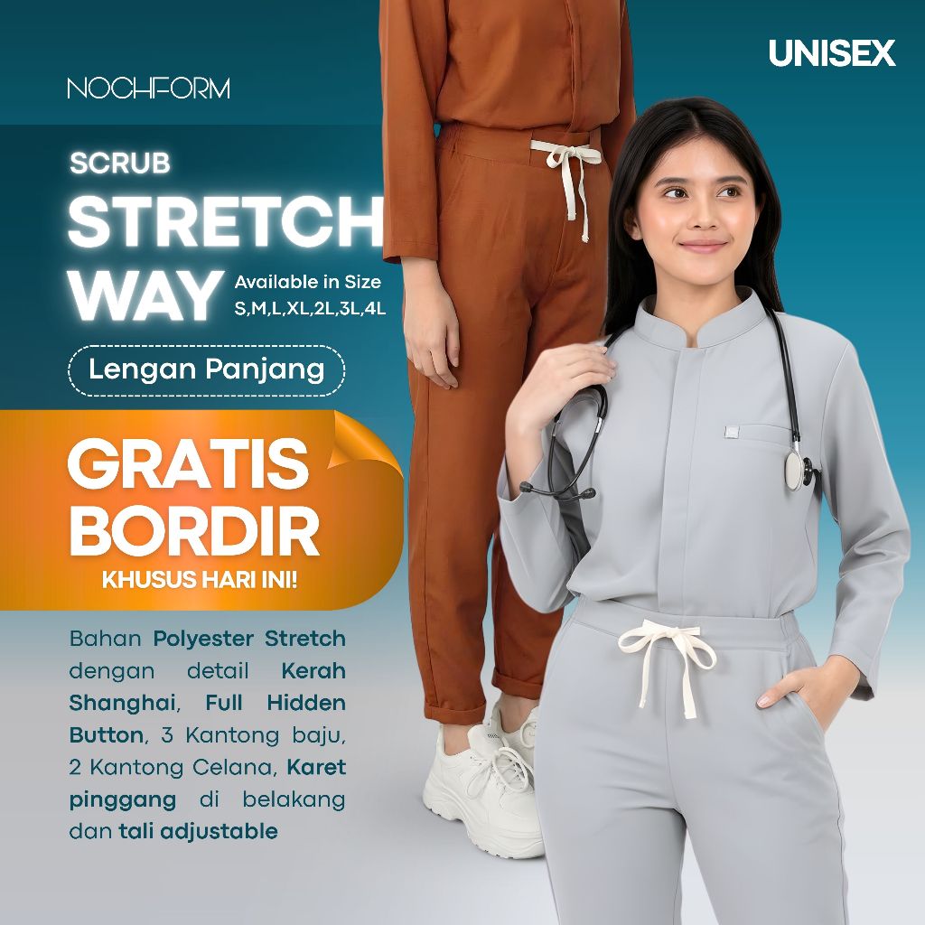 Set [NOCH FORM] Long Sleeve Stretch Way Scrub/ Doctor Berkahs Scrub/ OK Scrub Pants Set/ OK Scrub Sh
