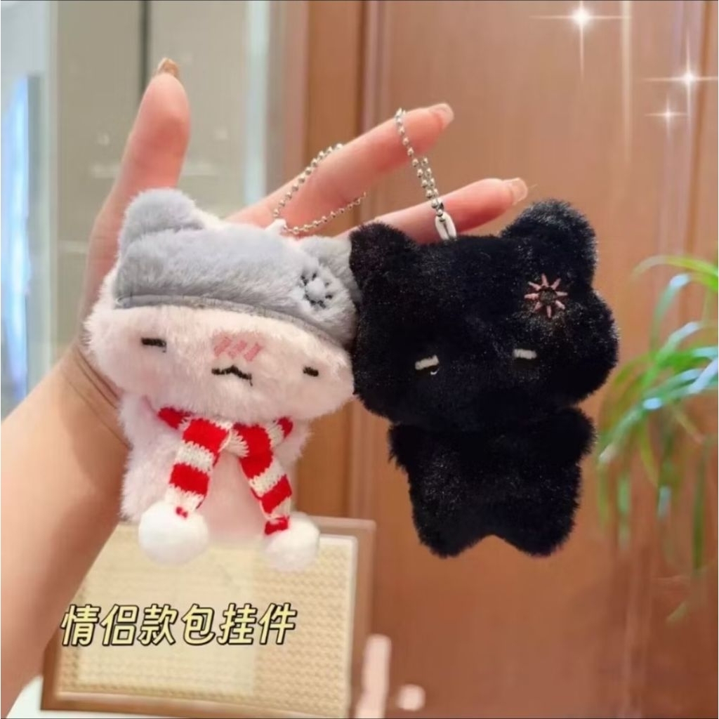GUNDAN BLACK PINK PIG CAT DOLL HANGER | พวงกุญแจ PIG CAT COUPLE