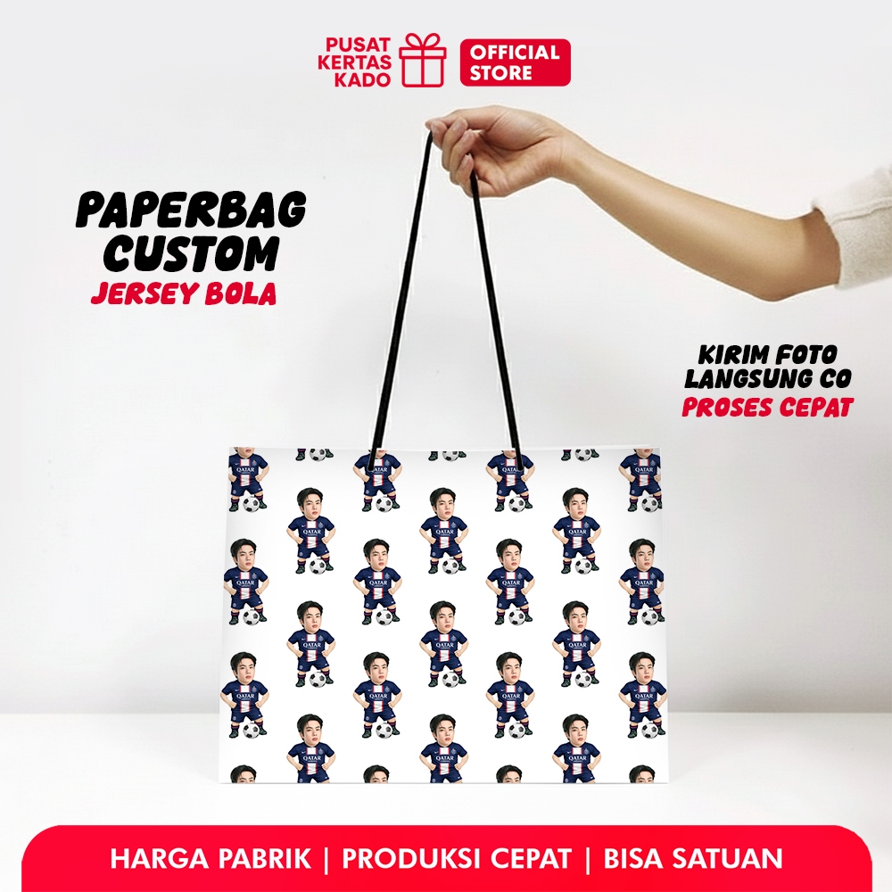 ถุงกระดาษหน้าวันเกิดที่กําหนดเอง Paperbag Character Jersey Football - PSG
