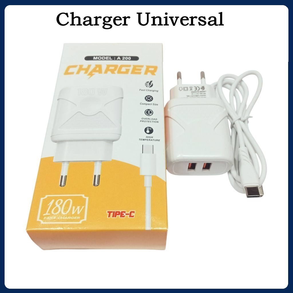 เครื่องชาร์จรุ่น A200 180W Fast Charger Adaptor 2 USB-A และสาย Type C Micro Charger ทั้งหมดสําหรับ A