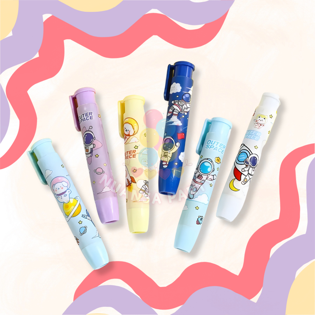 NP • Cartoon Character Motif Mechanical Pencil Eraser Press Mechanical Pencil Eraser / Astronaut Mot