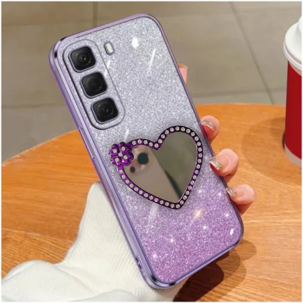 ปลอก Infinix Hot 60 60i 60 Pro 60 Pro Plus 50 Pro 4G 50 Pro Plus Luxury Glitter Ring Love Mirror