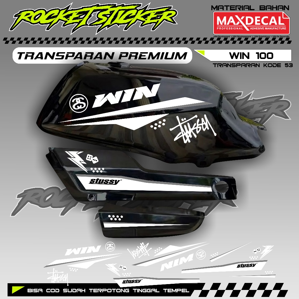 WIN Striping Variation Sticker WIN UV TRANSPARENT CODE 53 PREMIUM MAXDECAL MATERIAL