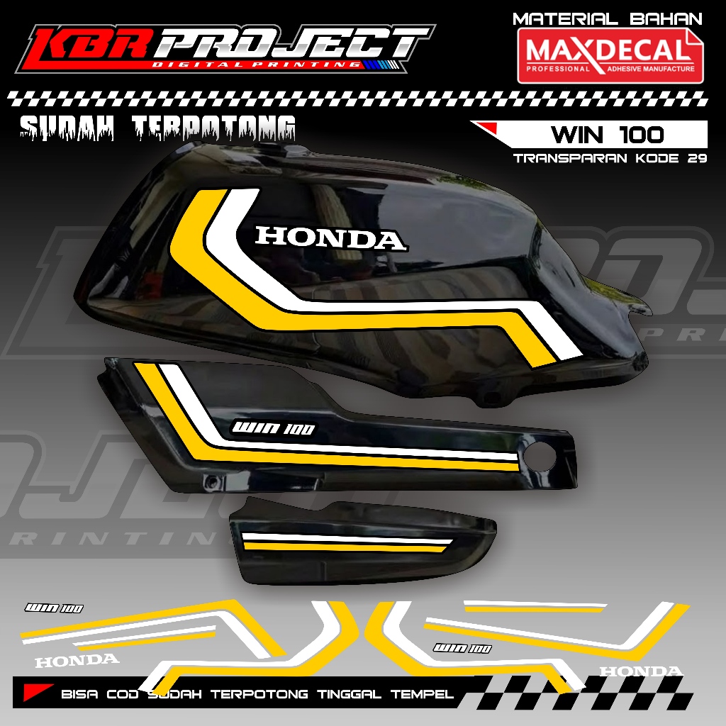 WIN 100 COOL PREMIUM TRANSPARENT STRIPING STICKERS HONDA RACING 29 VARIATION LINES ALREADY CUT