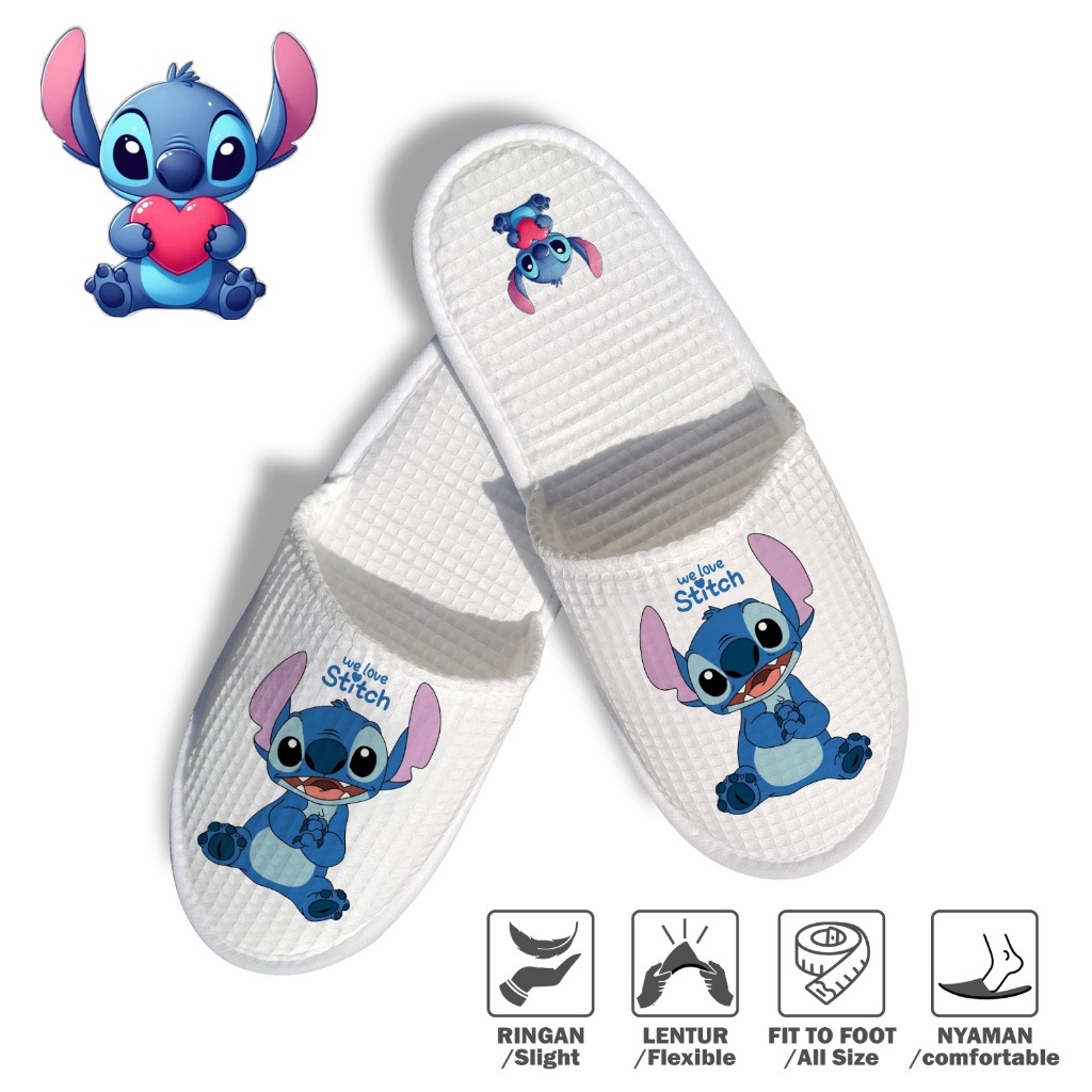 น่ารัก Lilo Stitch Motif Waffle Home/โรงแรม รองเท้าแตะโรงแรมน่ารัก