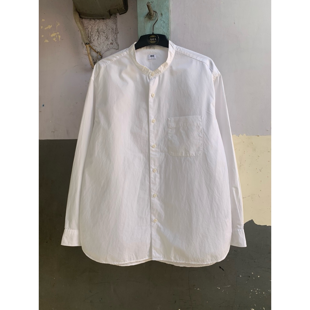 KEMEJA Uniklo เสื้อคอปกสีขาว Sanghai แขนยาวธรรมดารัก SHB.2.17