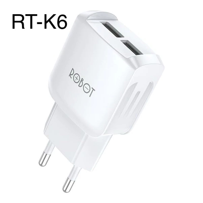 [ RT-K6S RETAIL ]- ROBOT RT-K6 / RT-K6S DUAL PORT 12W CHARGER ADAPTER