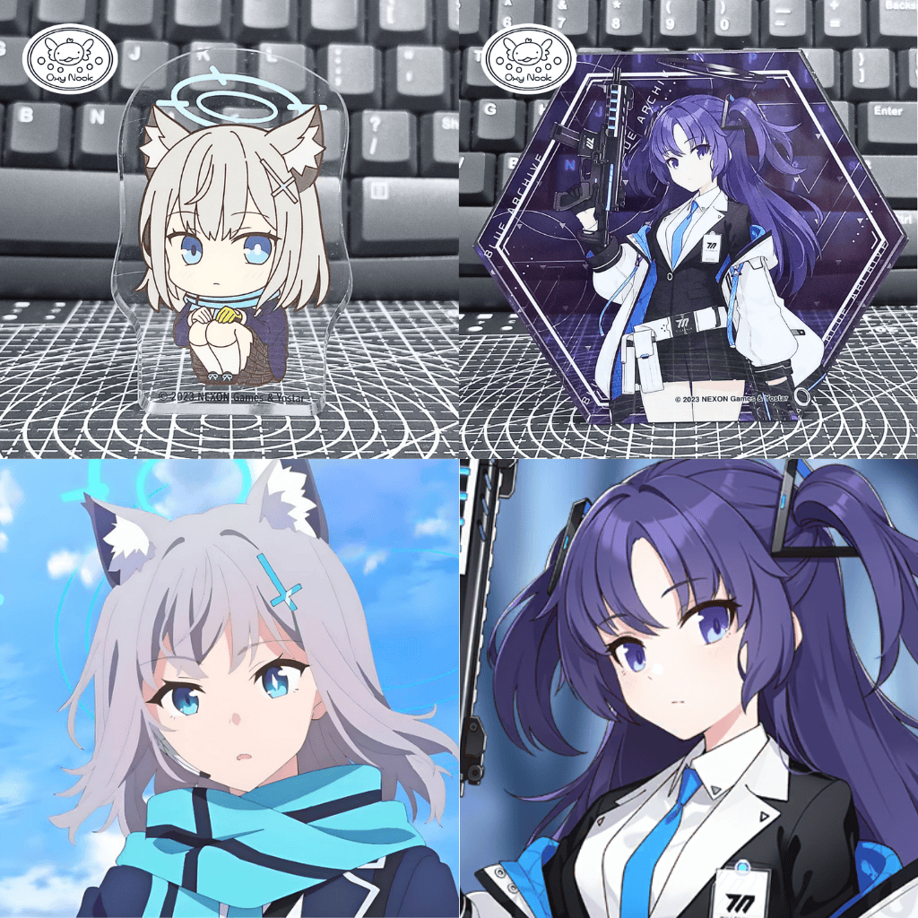 Blue Archive Official Merch Corotto & 2nd Anniversary Fair Noble Art Acrylic Block Shikro & Yuuka