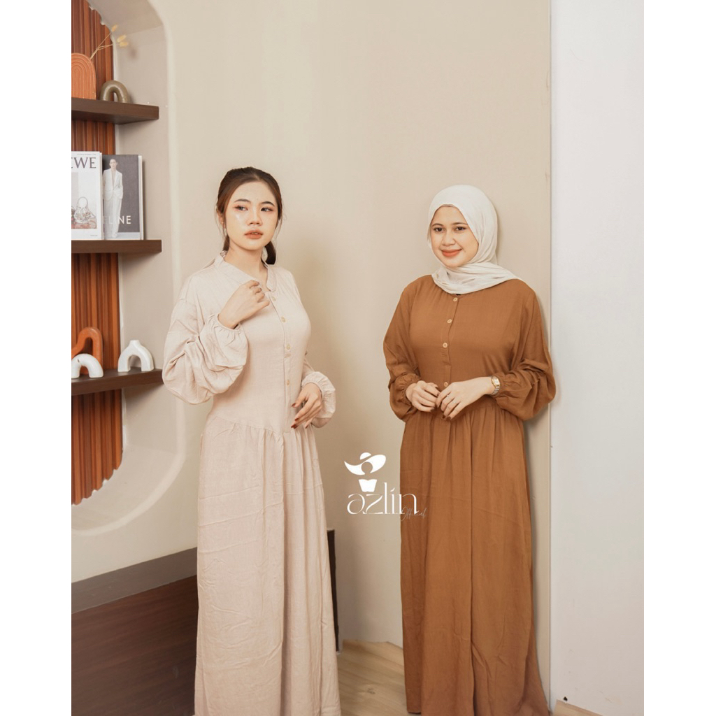 Valeria Premium Linen Dress, Gamis, Eid Clothes for Teenagers and Adults, Nursing Friendly