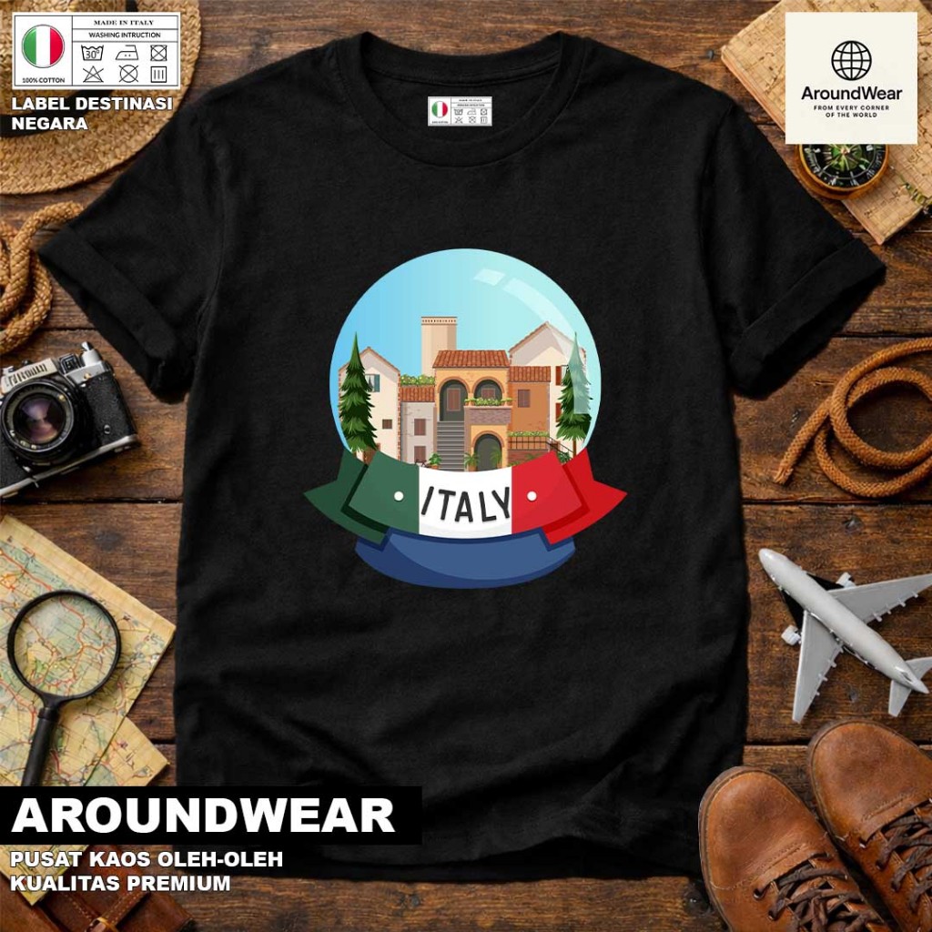 ITALY SOUVENIR T-SHIRT 2 WITH ITALY COUNTRY TAG PREMIUM SOUVENIR MATERIAL GIFT