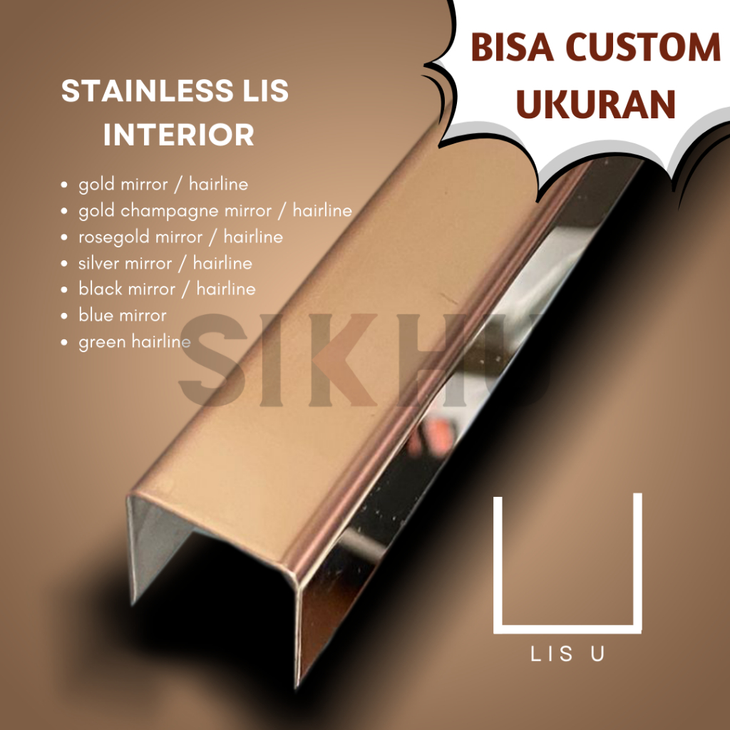 LIST U ROSEGOLD 30 X 20 X 30MM MIRROR / HAIRCLIP LENGTH 3 เมตร THICKNESS 0.8MM SS 201