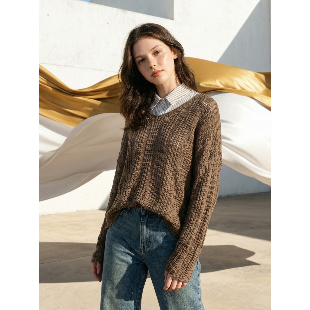 เสื้อคล้องคอ V ถัก 100 EID