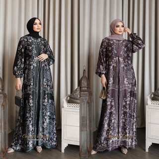 Gendis Amore By Ruby Gamis Silk Motif Bunga Batik Busui All Size Jumbo Lebaran Lengan Balon