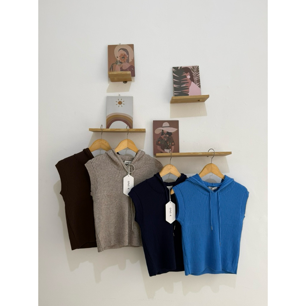 SL469 | KNIT HOODIE TOP by ONE-K BKK | VEST HOODIE KNIT | หมวก KENGSI KNIT | HOODIE KNIT TOP