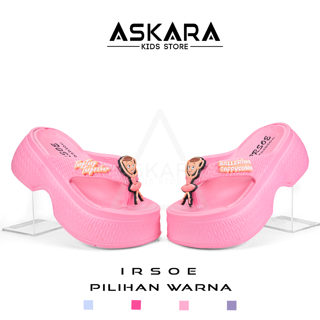 New Askara - รองเท้าแตะเด็กผู้หญิง, รองเท้าแตะด้านหลัง, กันลื่น, ตัวละคร Ballerina Cappucina 3 - 9 ปี