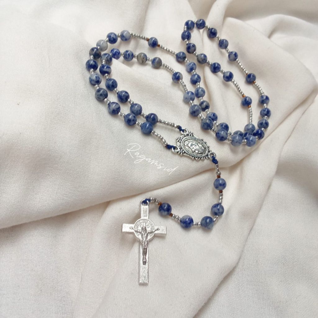 คําอวยพรลูกประคํา Mary Stone Sodalite 6mm