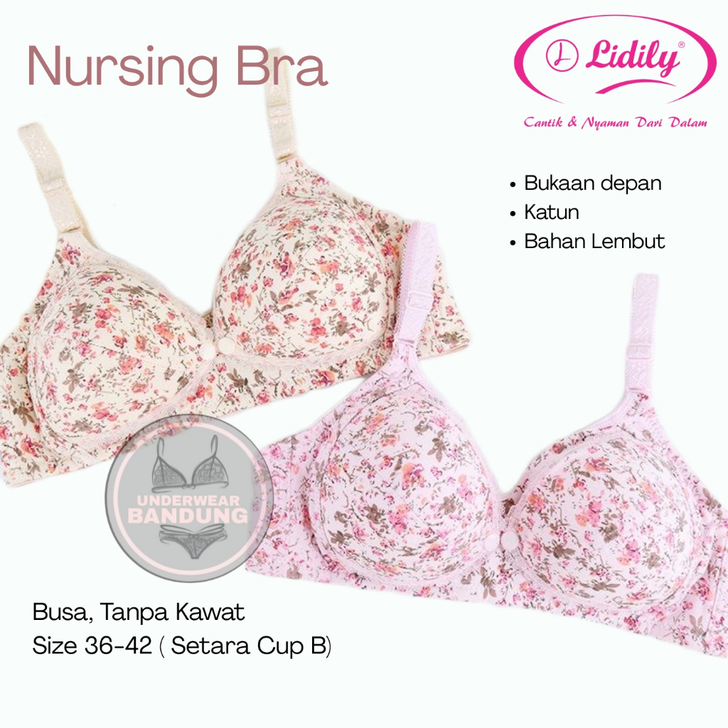 LIDILY Bra Nursing Bra Foam No Wire Cup B Size 36 - 42 busui Maternity Open Close